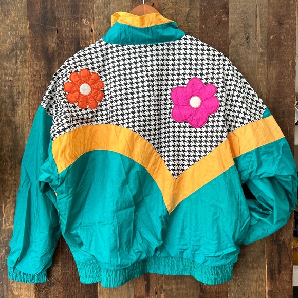 Amazing Vintage Towne by London Fog windbreaker spring track jacket flowers L - Picture 2 of 3